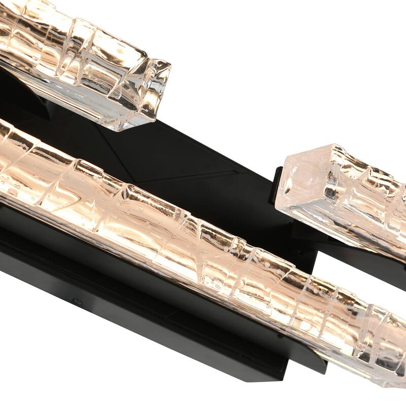 Valira Integrated LED Black Vanity Light with Handcrafted Glass