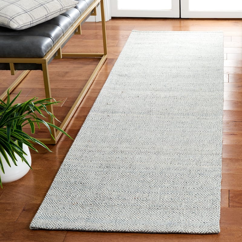 Martha Stewart by SAFAVIEH Madelon Geometric Wool Rug - 2'3" x 8' Runner - Dark Green/Ivory