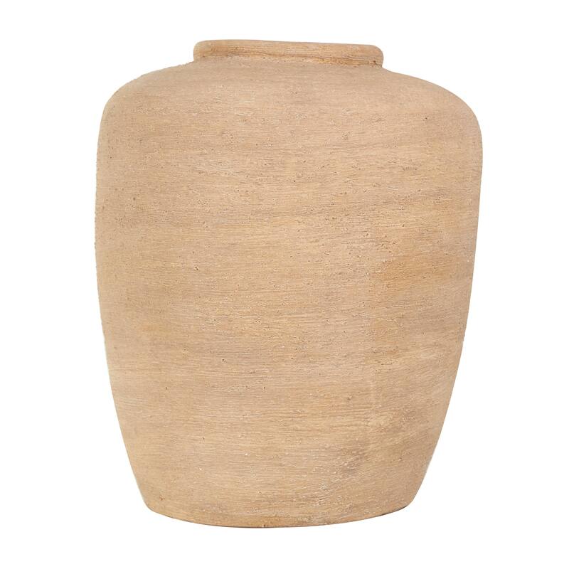 Beige Ceramic Wide Textured Vase