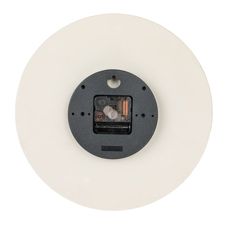 Stoneware and Wood Wall Clock - 12.0"L x 12.0"W x 1.4"H