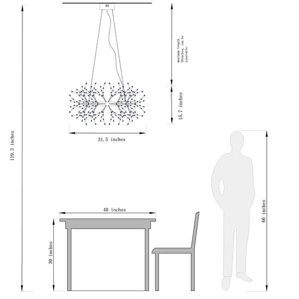 dimension image slide 0 of 4, Modern Firework Crystal Chandelier for Dining Room and Living Room