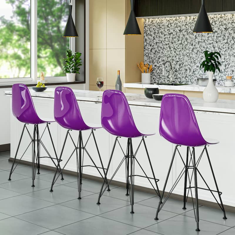 ABS Resin Barstool with Black Steel Base Cresco Series by LeisureMod