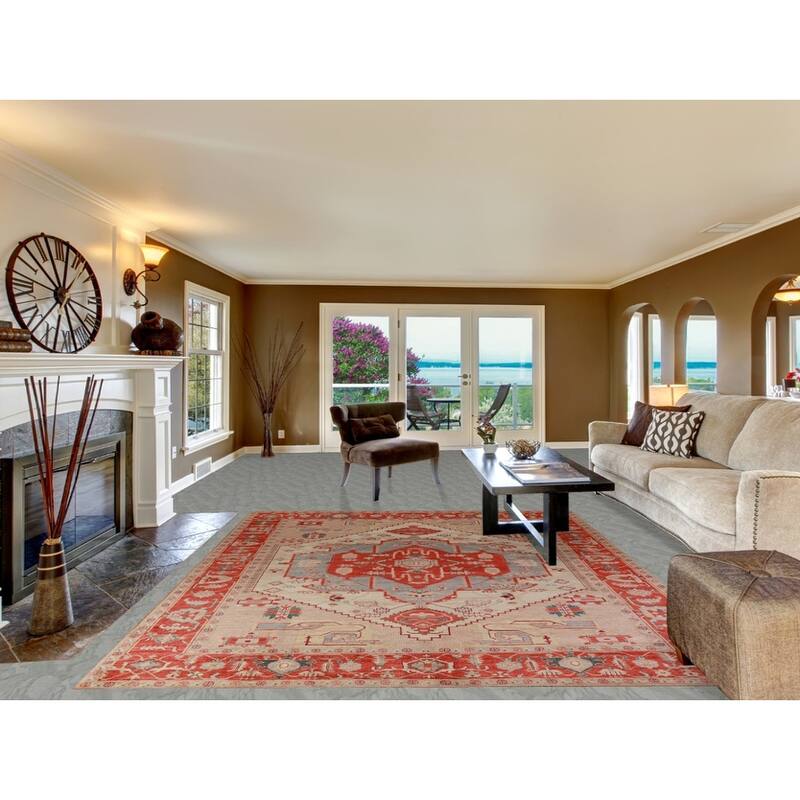 Vegetable Dye Heriz Serapi Oriental Area Rug Hand-Knotted Wool Carpet - 8'0"x 10'1"