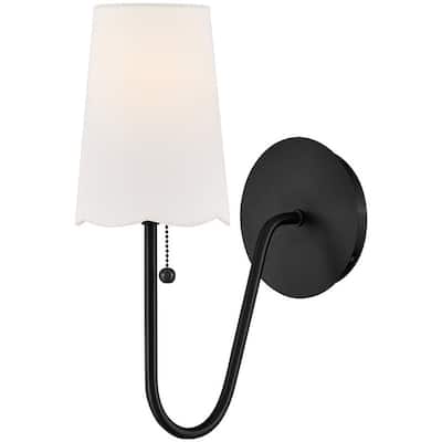 Lark 84380 Bliss 1 Light 15" Tall Wall Sconce with Off-White Linen