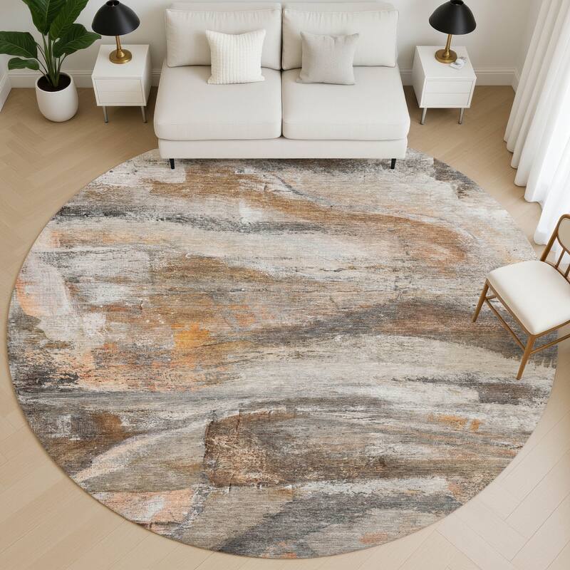 Premium Washable Super Soft Abstract Chic Mayfield Rug - Brown - 8' x 8'