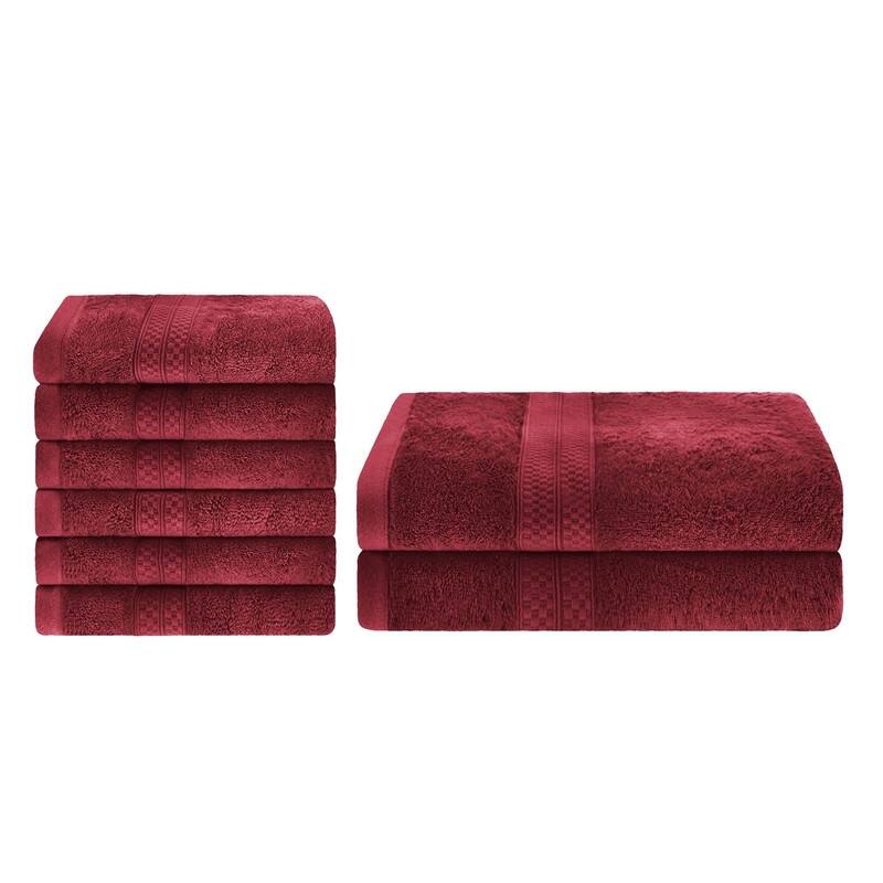 Superior 8 Piece Towel Set (2 Piece Bath Towel and 6 Piece Hand Towel), Rayon From Bamboo and Cotton