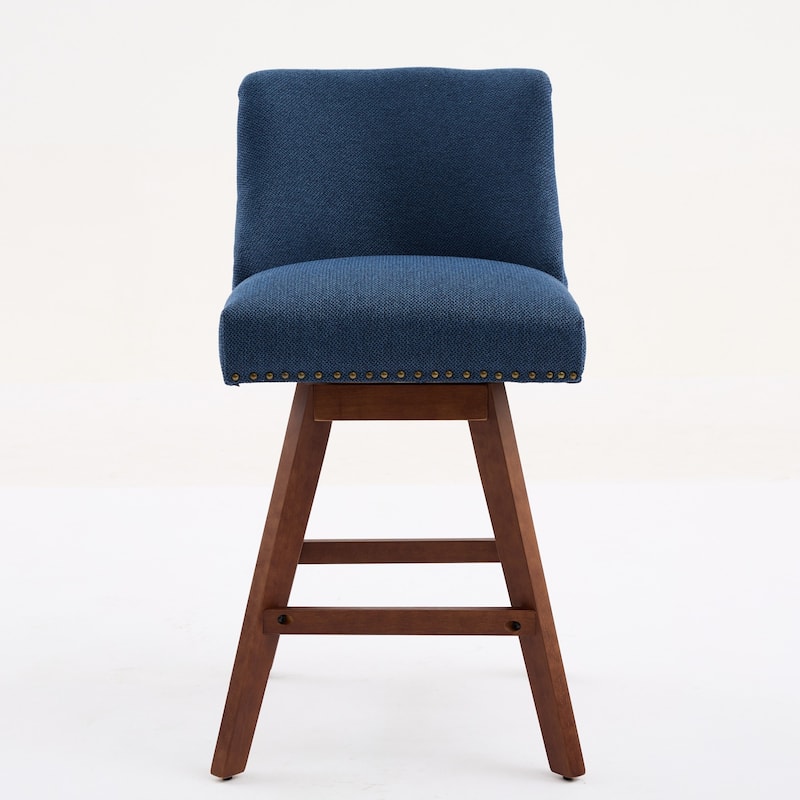 Roomfitters Counter Height Bar Stools Set of 2, 26'' Upholstered Swivel Dining Chairs with Curved Backrest