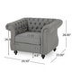 preview thumbnail 3 of 3, Roomfitters Tufted Chesterfield Accent Chair with Rolled Arms and Nailhead Trim, Upholstered Armchair for Living Room, Grey
