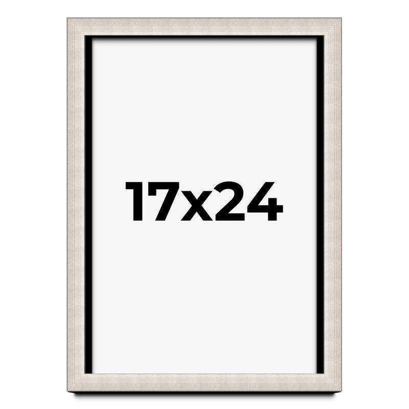 17x24 Shadow Box Frame Silver Real Wood Contemporary Shadowbox Display Frame UV Acrylic Front Acid Free Backing and Hardware