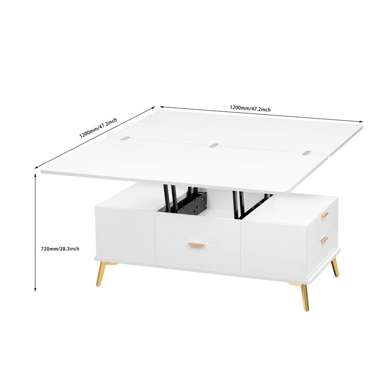 Lift Top Coffee Table with Drawers and Multi Functional Table