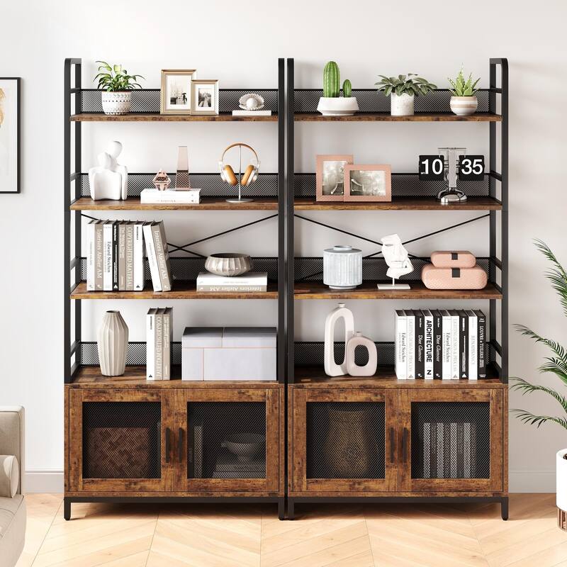Industrial Bookshelf with Doors