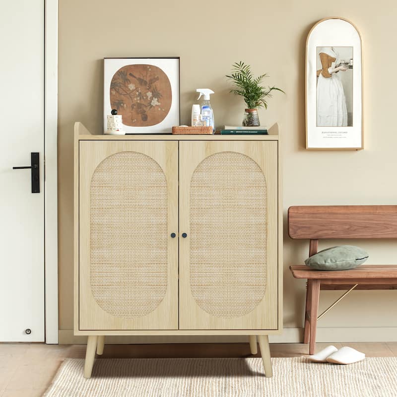 4-Tier 16 Pairs Shoe Storage Cabinet With Doors