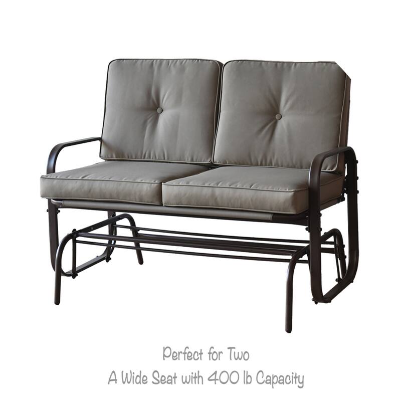 Tolentino 2-Person Brown Outdoor Loveseat Glider