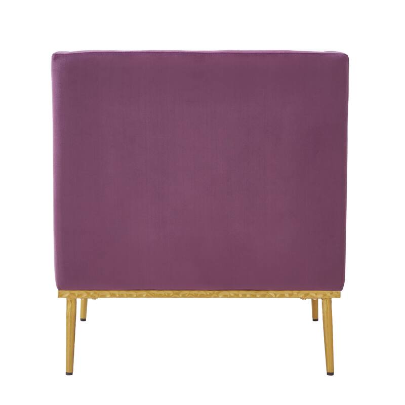 Roomfitters Modern Velvet Accent Armchair with Curved Armrests, Iron Frame Single Sofa