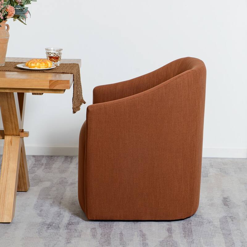KINWELL 25" Performance Fabric Upholstered Rolling Dining Armchair