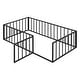 preview thumbnail 9 of 9, Black Twin Size Metal Floor Bed Frame with Fence and Door for Kids