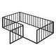 preview thumbnail 8 of 30, Twin Floor Bed, Montessori Floor Bed Frame with Fence Metal Kids Floor Bed with Door, Twin Size Slats Platform Bed