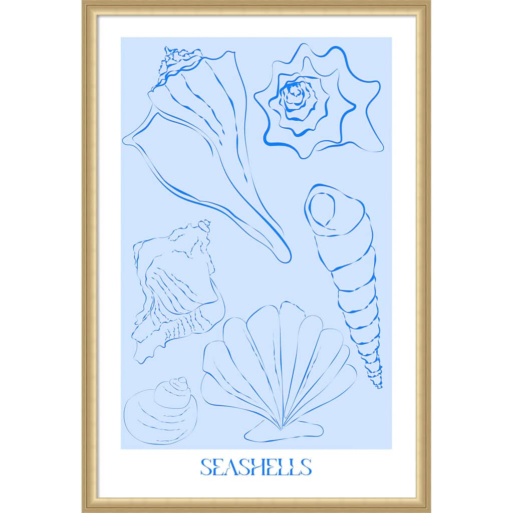 Seashells by Treechild Framed Mounted Canvas Wall Art Print