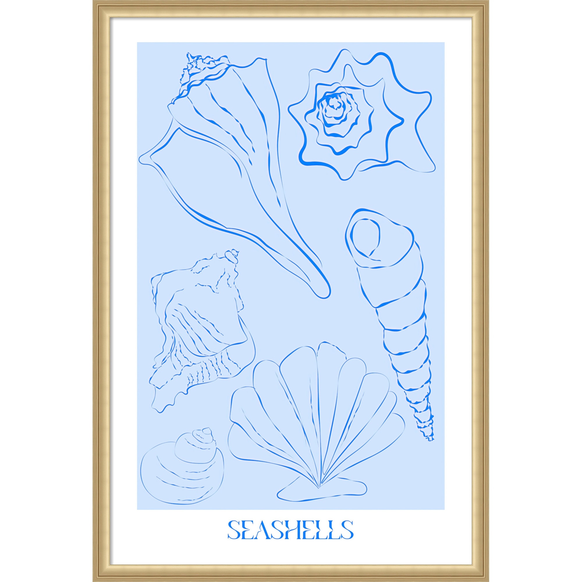 Seashells by Treechild Framed Mounted Canvas Wall Art Print