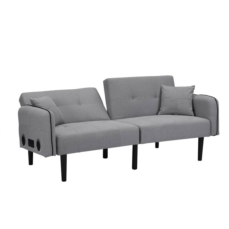 Folding Ottoman Sofa Bed with Stereo, Gray, MDF Material