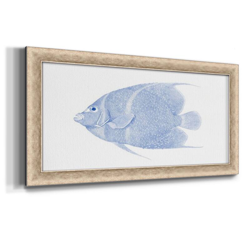 Blue & White Tropical Fish V Premium Framed Canvas- Ready to Hang