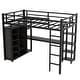 preview thumbnail 4 of 9, Metal Full Size Loft Bed with Desk, Shelves, and Wardrobe - Black