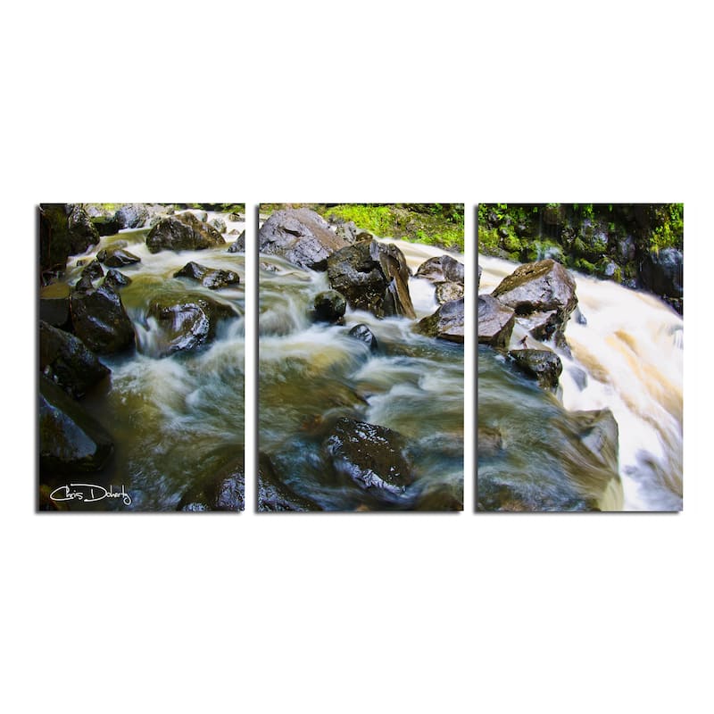 Ready2HangArt 'Maui Rocky Waterfall' 3-Piece Wrapped Canvas Wall Art Set