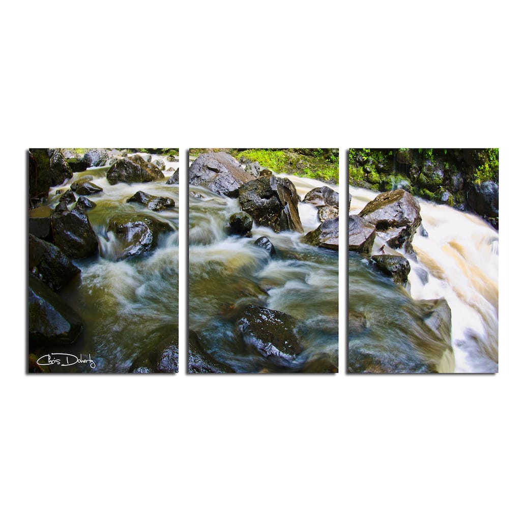 Ready2HangArt 'Maui Rocky Waterfall' 3-Piece Wrapped Canvas Wall Art Set