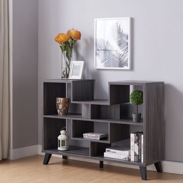 slide 2 of 9, Austy Modern 47-inch 6-Shelf Console Table by Furniture of America Distressed Grey