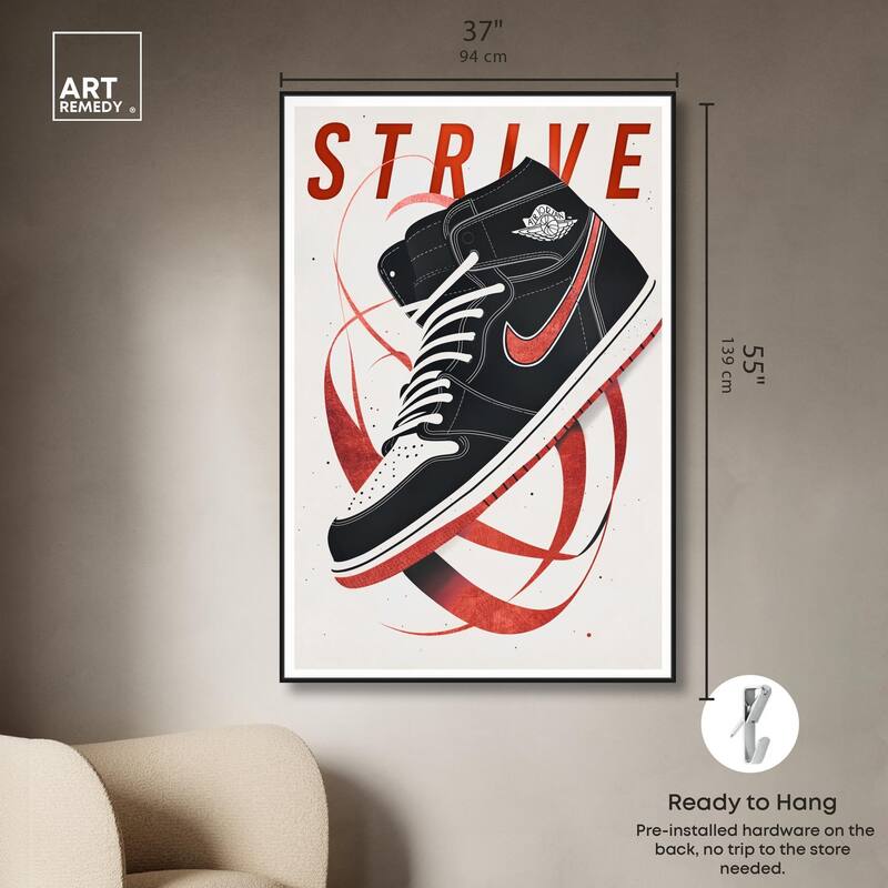 Red Ribbon Sneaker Canvas by Art Remedy