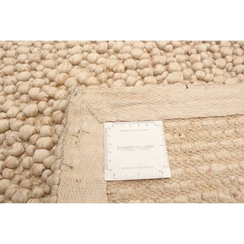 ECARPETGALLERY Braid weave Sienna Beige Wool Rug - 5'2 x 7'6