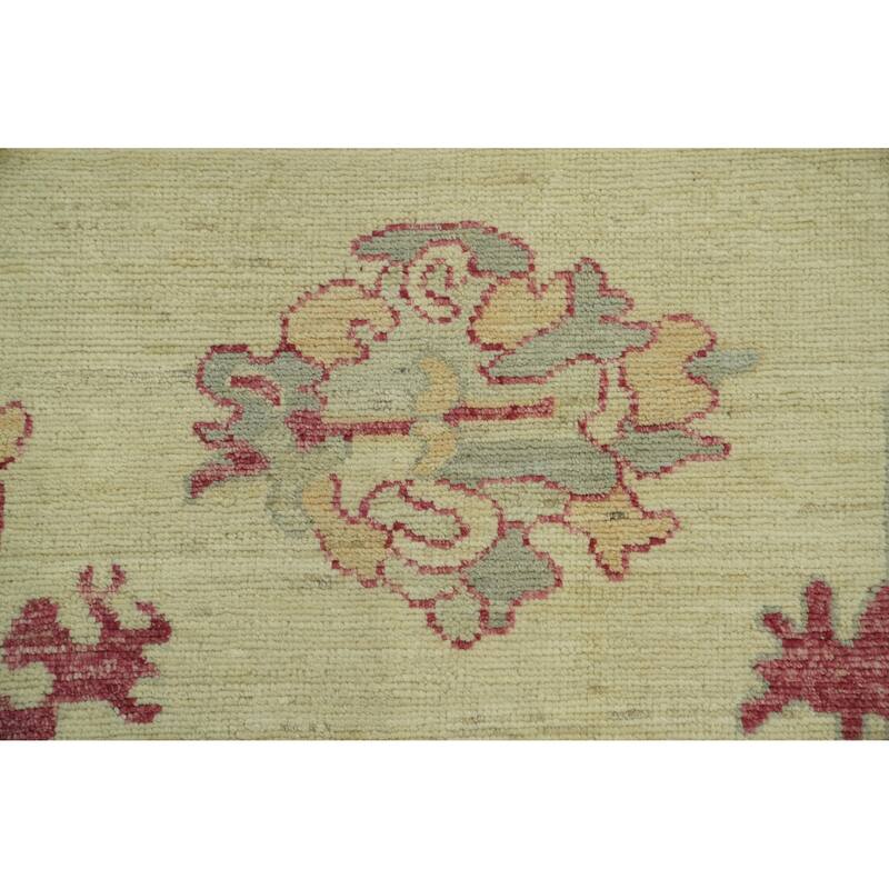 Handmade Wool Oushak Turkish Area Rug, Medallion Geometric Carpet - 11' 9'' X 9' 2''