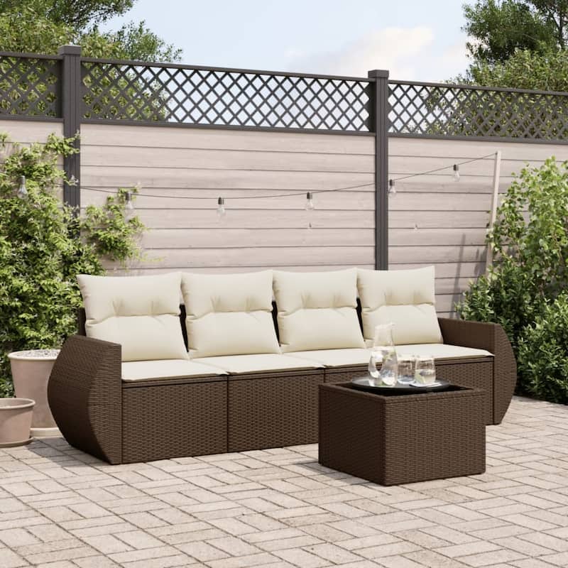 vidaXL Garden Sofa Set - Brown and cream With table