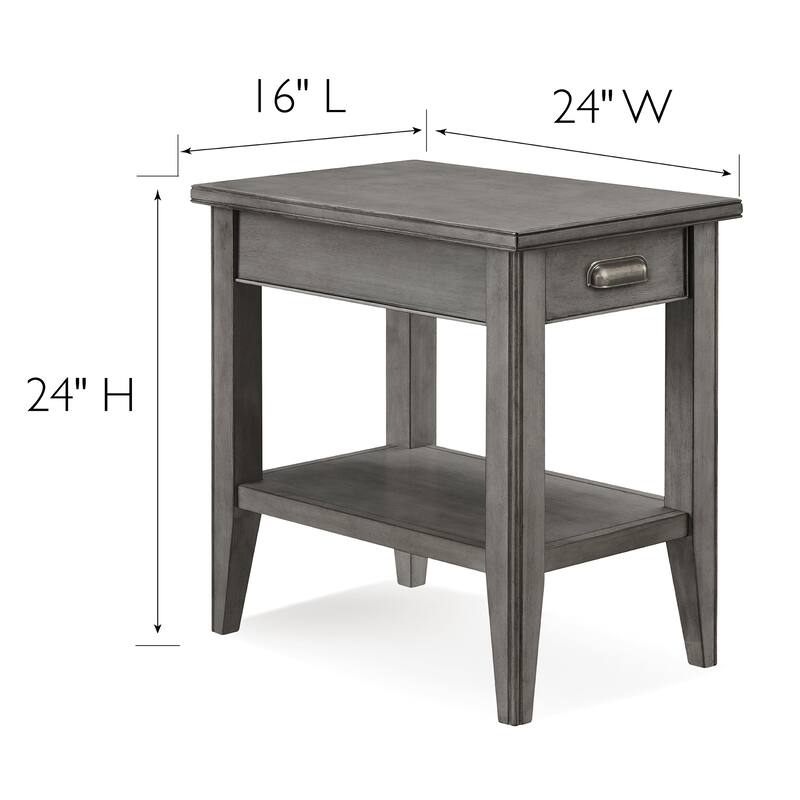 Laurent Narrow Solid Wood Side End Table with Shelf