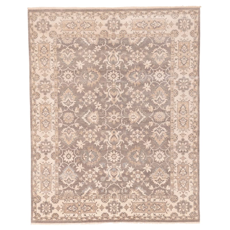 ECARPETGALLERY Hand-knotted Mirzapur Dark Grey Wool Rug - 7'11 x 9'10