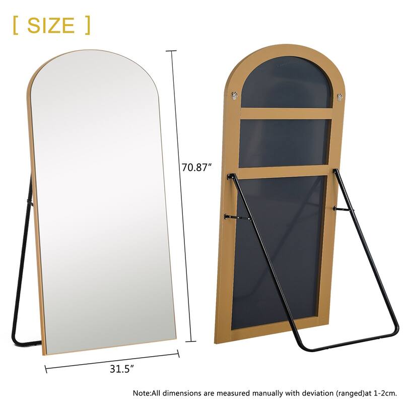 HomeRoots 71" Black Arch Wood Frame Full Length Standing Mirror - 31.5