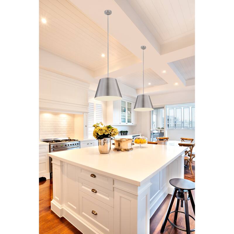 Lilly by Z-Lite 1 Light Pendant in Brushed Nickel with Brushed Nickel Steel Shade