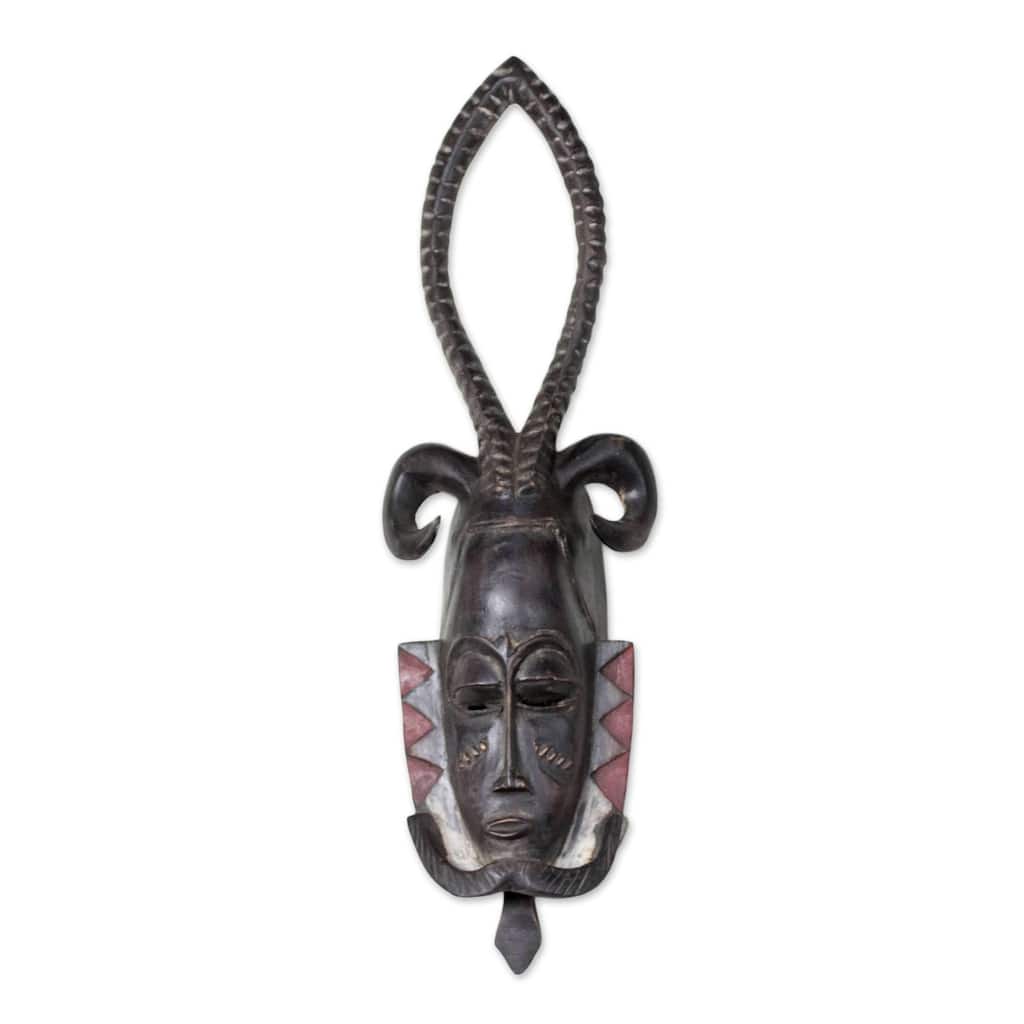 Handmade Bravery of the Goat Ivoirian wood mask (Ghana)