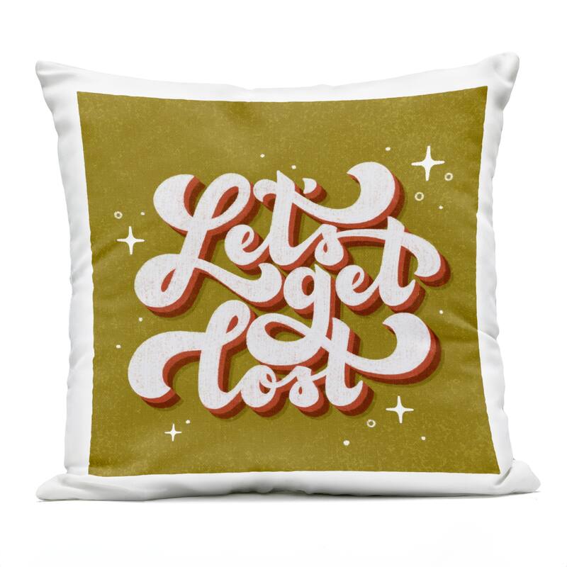 Stupell Let's Get Lost Retro Lettering Printed Outdoor Throw Pillow Design by Sarah Hickman - Accent - Polyester - Green - Single