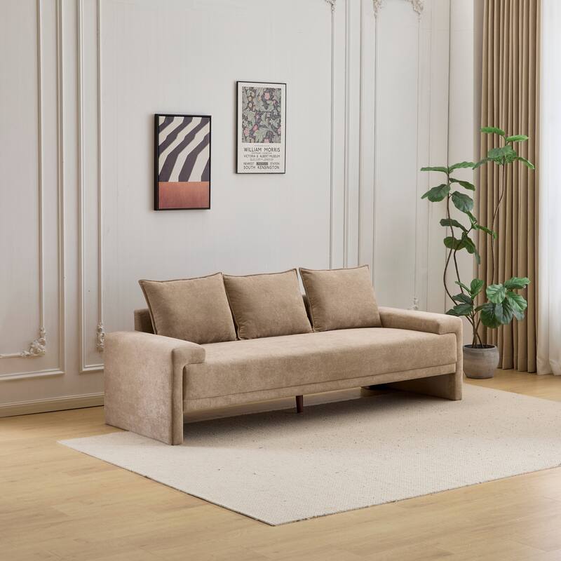 Modern Upholstered Velvet Sofa 3 Seater with Spring Cushion Support