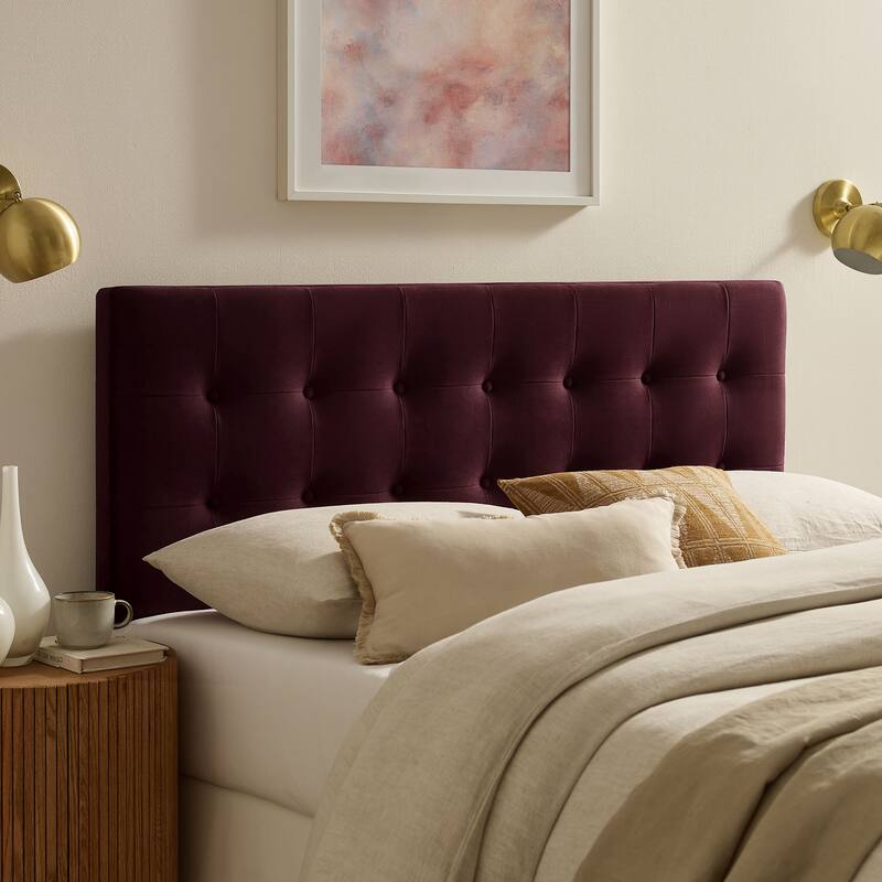 Emily Biscuit Tufted Performance Velvet Headboard - Mulberry - Queen