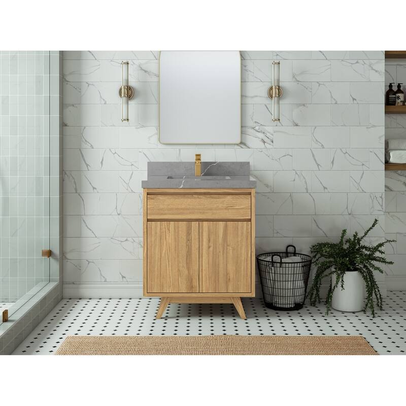 Willow Collections 30 in. W x 22 in. D Madison teak Single Sink Bathroom Vanity with Countertop