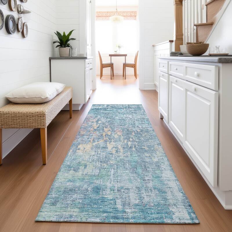 Premium Washable Super Soft Modern Ombre Mayfield Rug - Blue - 2'3" x 7'6"