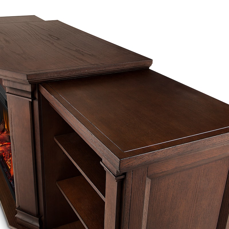 Valmont 74" Electric TV Stand Fireplace Chestnut Oak by Real Flame