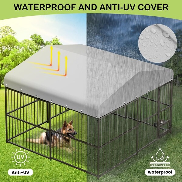 dogです Large Outdoor Dog Kennel, Heavy Duty Dog Cage with Roof