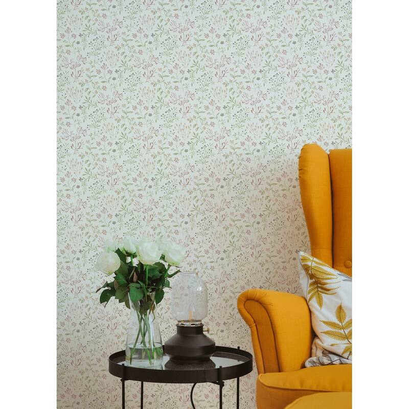 Chesapeake Tarragon Blush Dainty Meadow Wallpaper