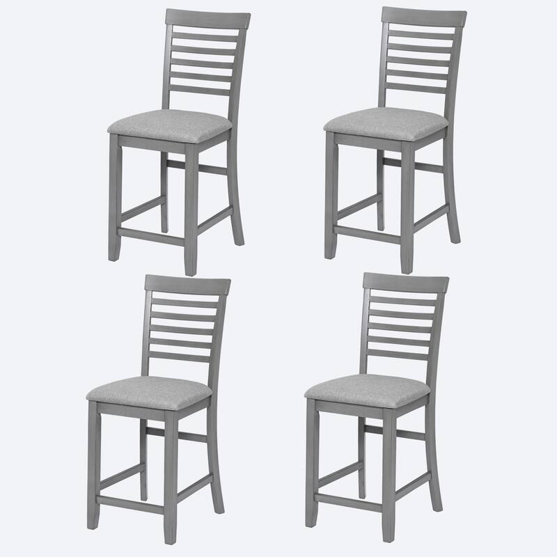 Dining Chairs Only, Wooden Counter Height Chairs Set of 4, Kitchen Chair with Padded Seat, Upholstered Counter Height Chair - Gray