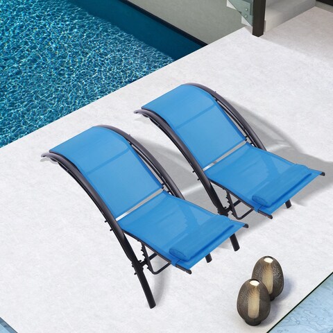 2pcs Set Outdoor Chaise Lounge Chair with Portable Design, Adjustable