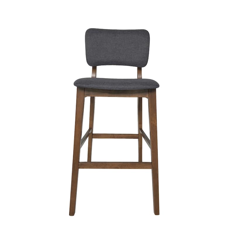 Modern Set of 2 Bar Stools with Padded Backrest, Upholstered Seat, Wooden Frame, Footrest, for Bar Dining Room Living Room