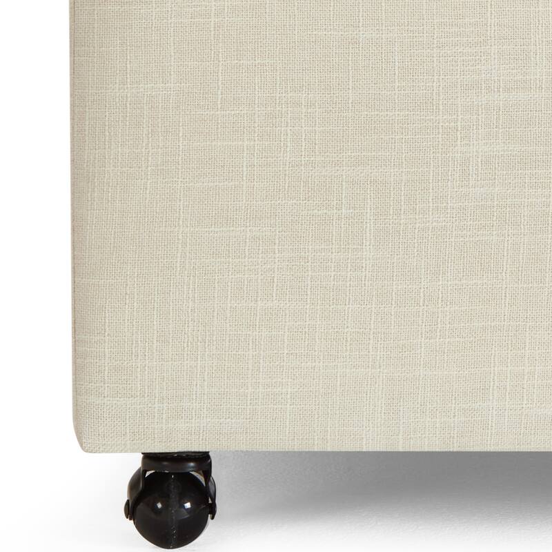 Entryway Footrest Seat with Solid Wood Frame and Swivel Casters, Upholstered Seat, Indoor Bench Storage Bench